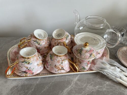 Pink Tea For One Set With Warmer