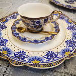 Flowers Dish Set Bone China Side Plate Blue and White photo review