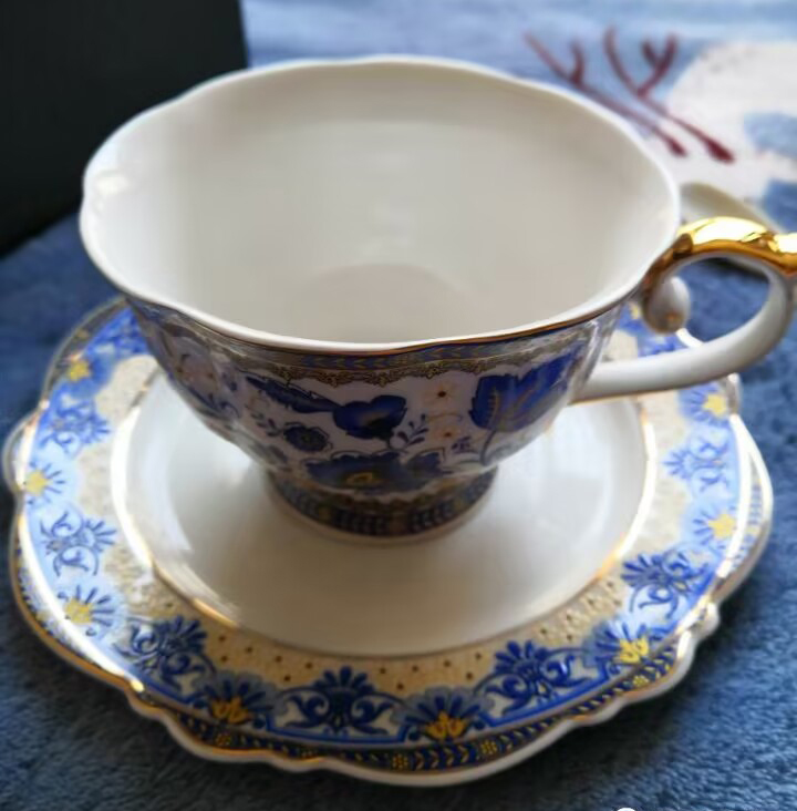 Vintage Tea Cup and Saucer Set Porcelain Blue White - Teasetbox.com