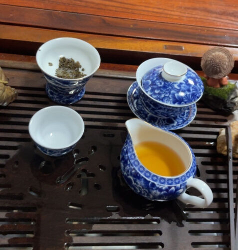 Flowers Porcelain Chinese Gongfu Tea Set Blue and White photo review