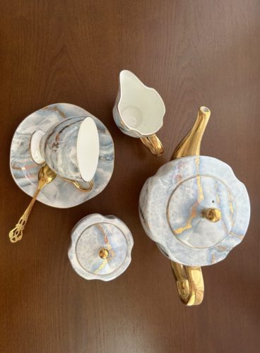 Exquisite English Tea Set Bone China Teapot Set 15 Pieces photo review