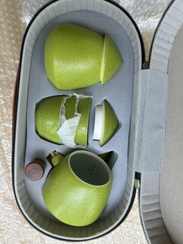 Portable Japanese Travel Tea Set Ceramic with Case photo review