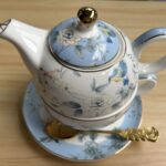 Bird Floral Tea Set for One Porcelain Teapot Blue photo review