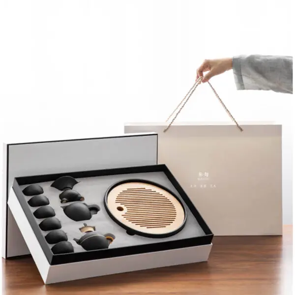 TS0SX034 5 Riveting Chinese Gongfu Tea Set Ceramic with Tray