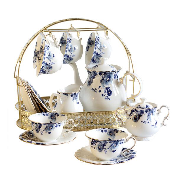 TSB11BB005 1B Floral English Tea Set Porcelain Teapot Set with Stand