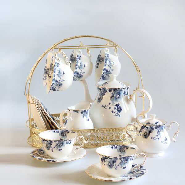 TSB11BB005 FB Floral English Tea Set Porcelain Teapot Set with Stand