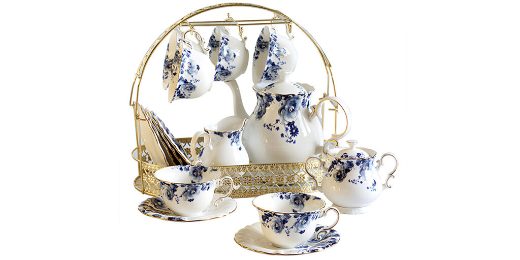 TSB11BB005 ddd 5 Floral English Tea Set Porcelain Teapot Set with Stand