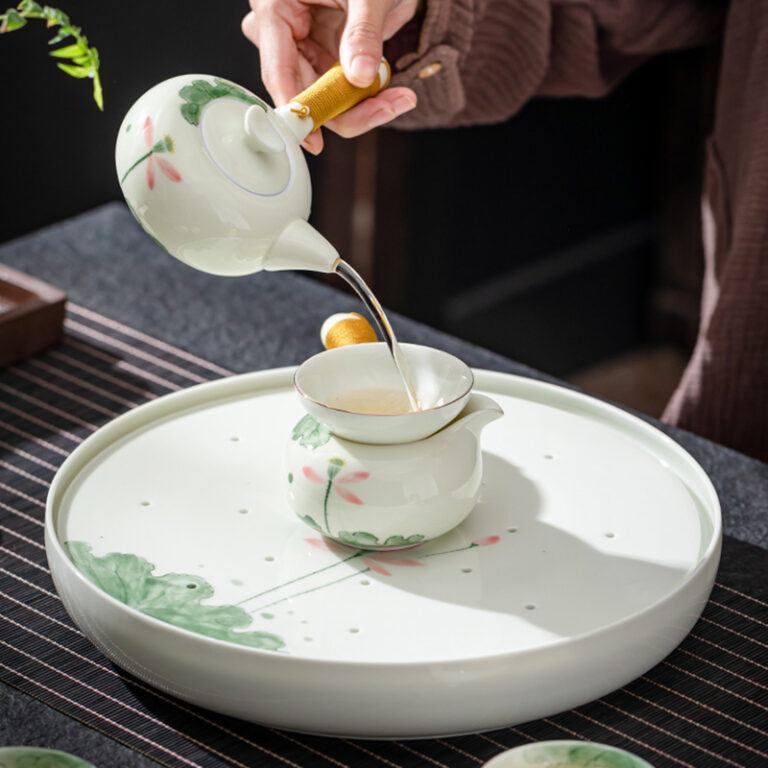 Lotus Japanese Porcelain Tea Set With Tray | Tea Set Box