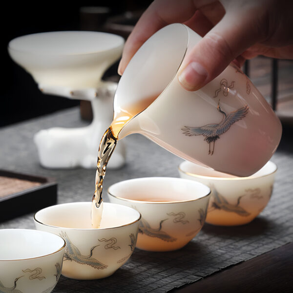 TSB13BB009 B4 Crane Chinese Gaiwan Tea Set for Gongfu Cha