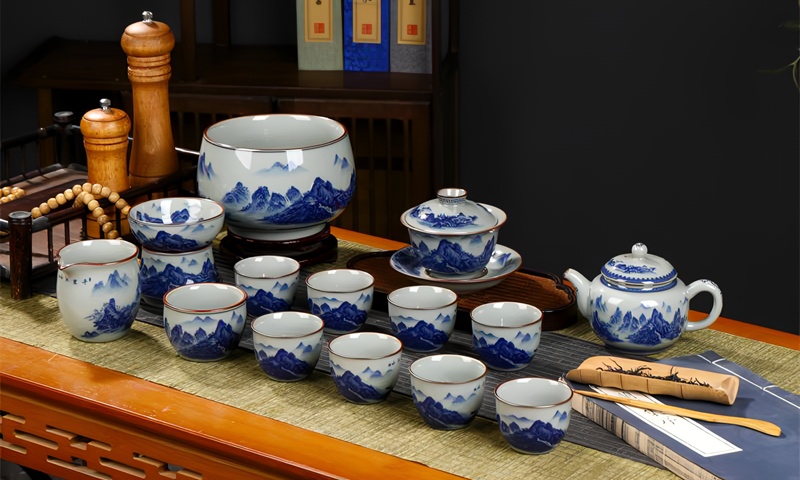 TSB13BB010 B 1 Jingdezhen Chinese Gongfu Tea Set Blue and White