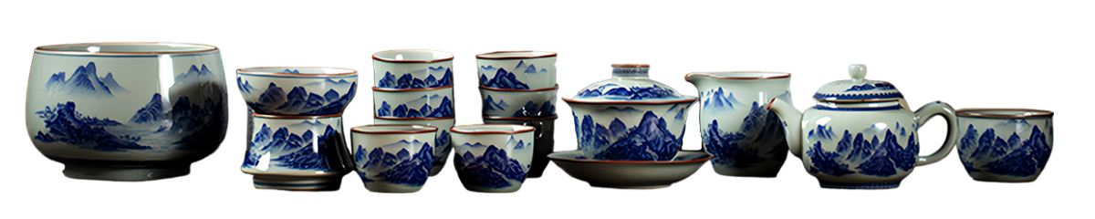 TSB13BB010 DD1 3 Jingdezhen Chinese Gongfu Tea Set Blue and White