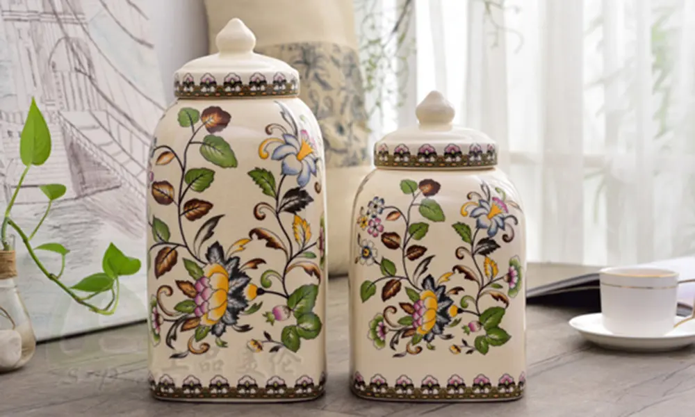 TSB15BB010 d1 Spring Tea Caddy Ceramic Loose Tea Tin