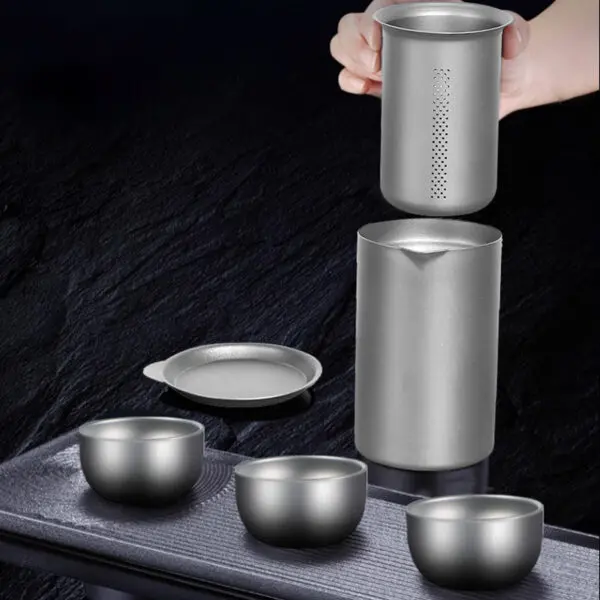 TSB16BB003 2 Titanium Chinese Travel Tea Set with Case