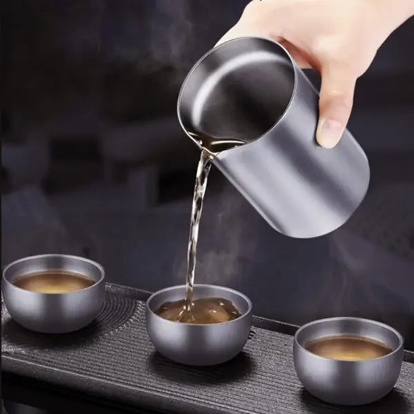 TSB16BB003 4 Titanium Chinese Travel Tea Set with Case