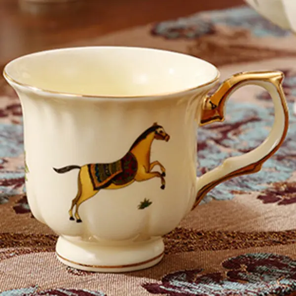 TSB16BB020 2 Horse English Tea Set with Tray Porcelain Teapot Set