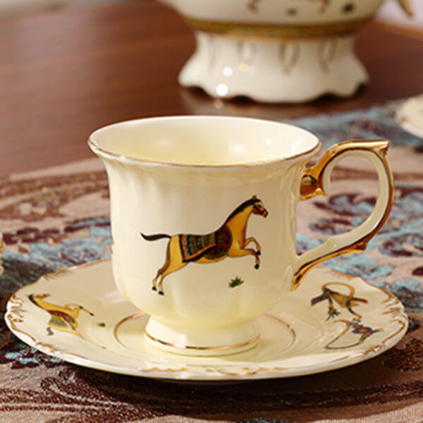 TSB16BB020 4 Horse English Tea Set with Tray Porcelain Teapot Set
