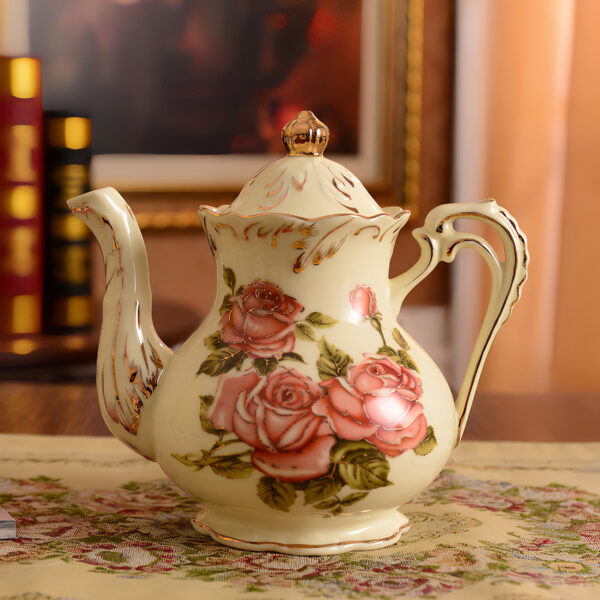 TSB16BB021 2 1 Vintage English Rose Tea Set Porcelain Teapot Set