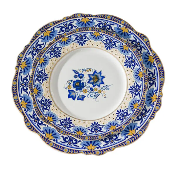 TSB17BB003 F Flowers Dish Set Bone China Side Plate Blue and White