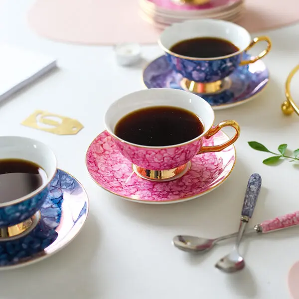 TSB19BB014 4 Luxury Tea Cup and Saucer Set Bone China