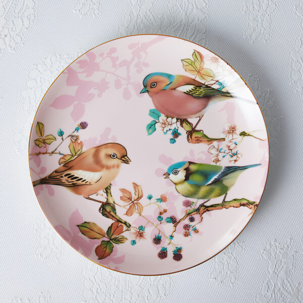 TSB1BB008 S4 Pink Bird British Tea Set Bone China with Warmer