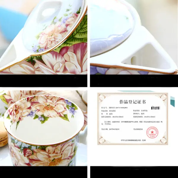 TSB1BB012 7 Flowers English Tea Set Bone China Coffee Set