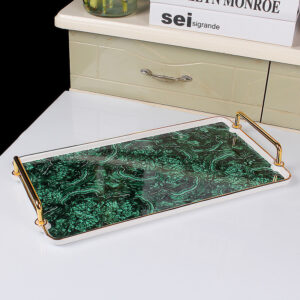 TSB21BB024 1 Luxury Green Table Tray Decor with Handles