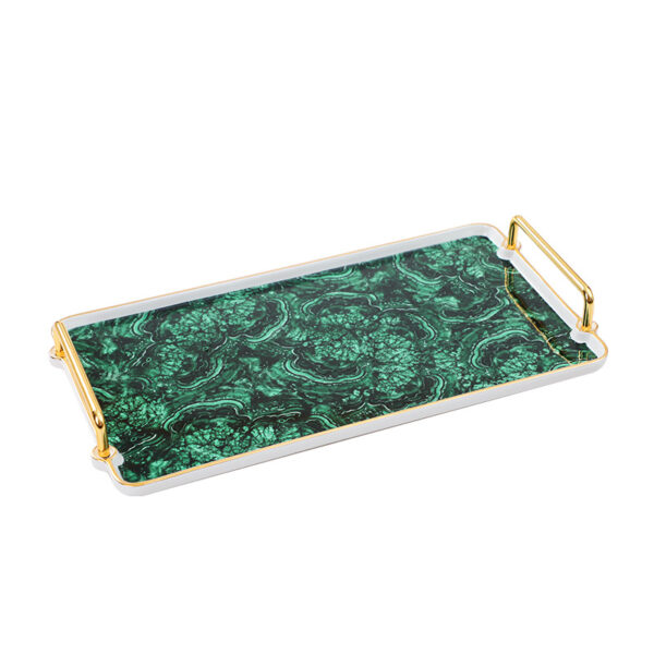 TSB21BB024 F Luxury Green Table Tray Decor with Handles