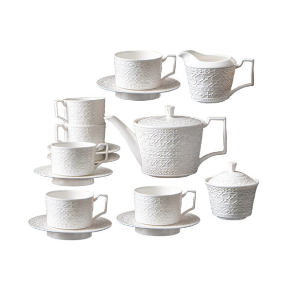 TSB23BB001 1 1 Bohemian English Tea Set Embossed Porcelain Teapot Set