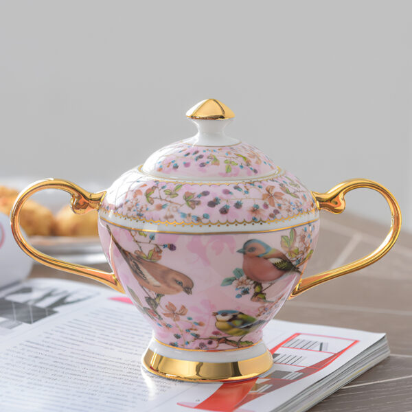 TSB23BB010 4 Pink Bird English Tea Set Bone China Teapot Set