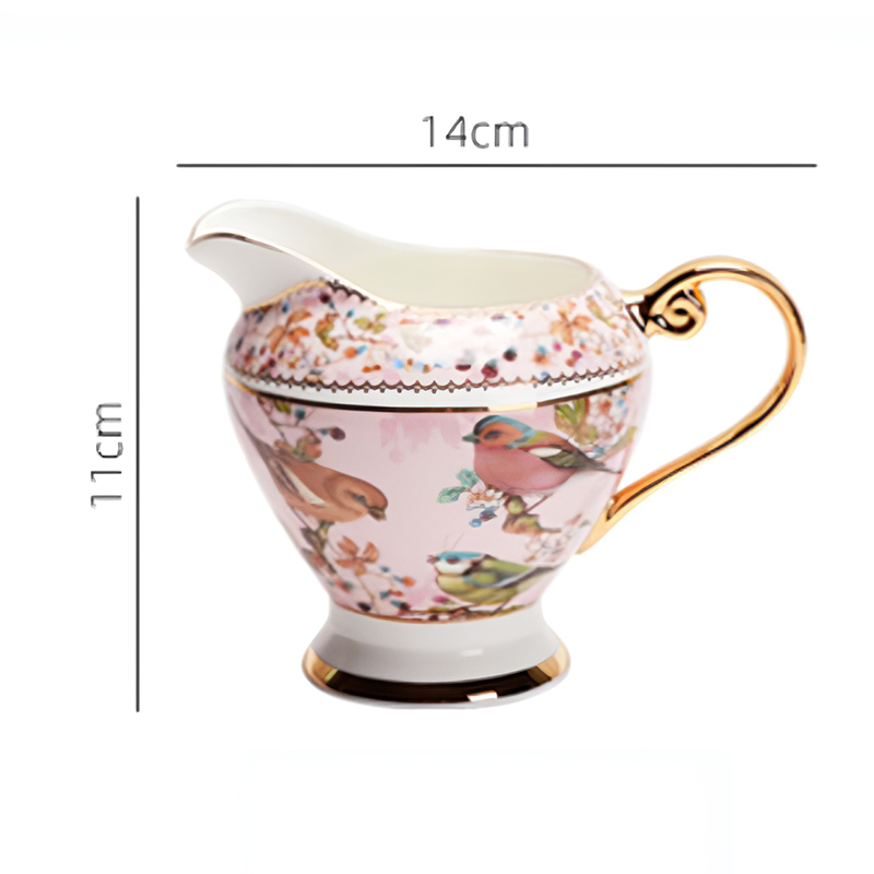 TSB23BB010 D2 Pink Bird English Tea Set Bone China Teapot Set