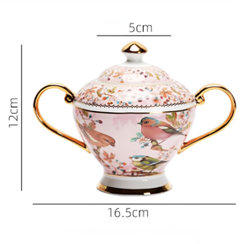 TSB23BB010 D3 Pink Bird English Tea Set Bone China Teapot Set