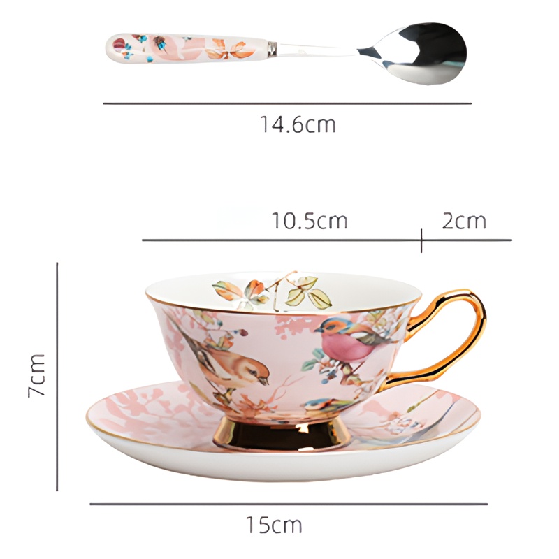 TSB23BB010 D4 Pink Bird English Tea Set Bone China Teapot Set