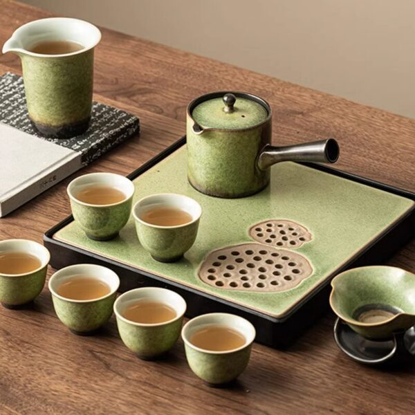 TSB24BB004 2 Green Japanese Tea Set with Tray Ceramic