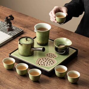 TSB24BB004 5 Green Japanese Tea Set with Tray Ceramic