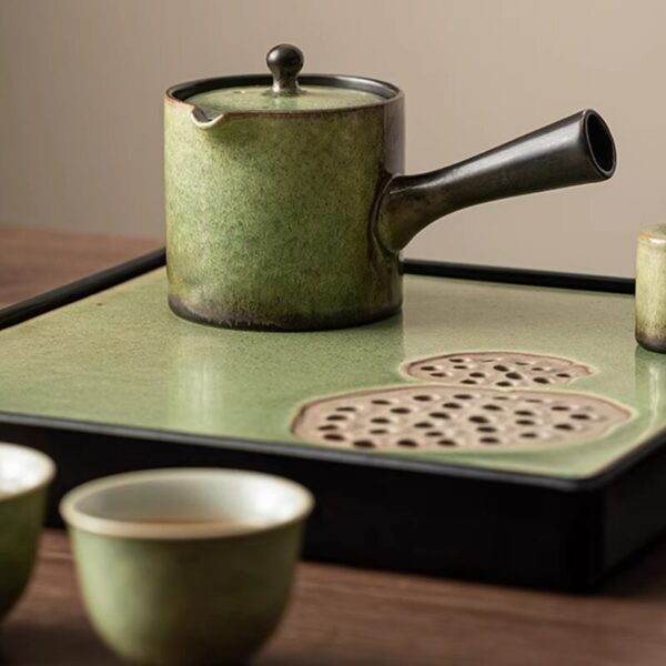 TSB24BB004 6 Green Japanese Tea Set with Tray Ceramic