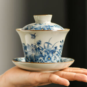 TSB24BB005 2 Butterfly Chinese Gongfu Tea Set Porcelain Blue and White