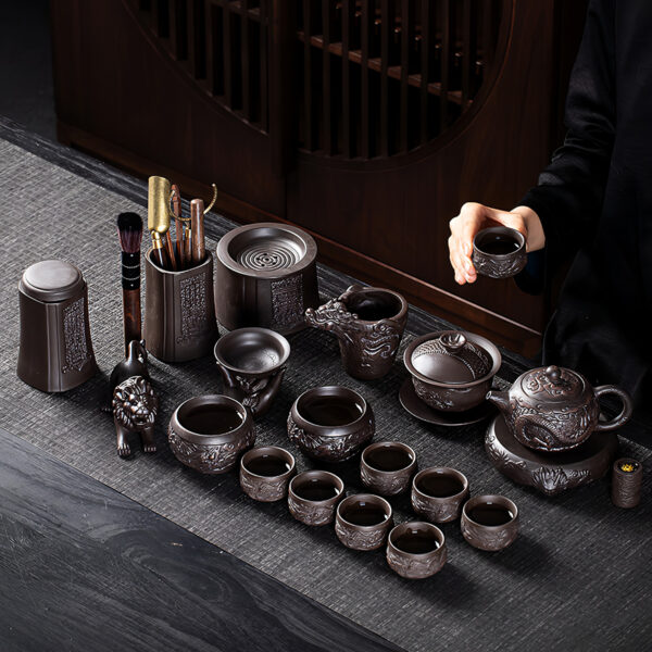 TSB24BB007 1 Luxurious Chinese Yixing Dragon Tea Set for Kung Fu Tea