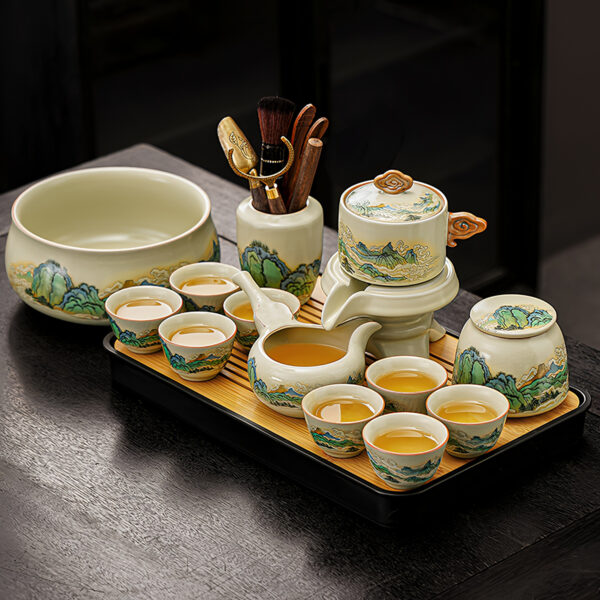 TSB24BB008 v2 Mountain-range Lazy Chinese Kung Fu Tea Set with Tray