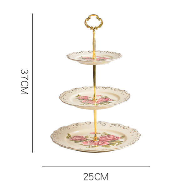 TSB24BB012 5 Vintage Rose Cake Stand Porcelain 3-tier