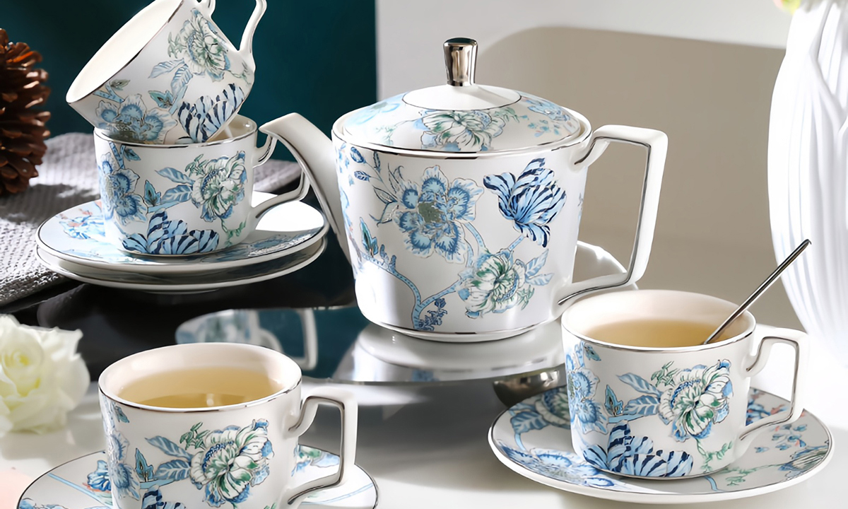 TSB24BB013 D Exquisite Floral Tea Set Porcelain Teapot Set