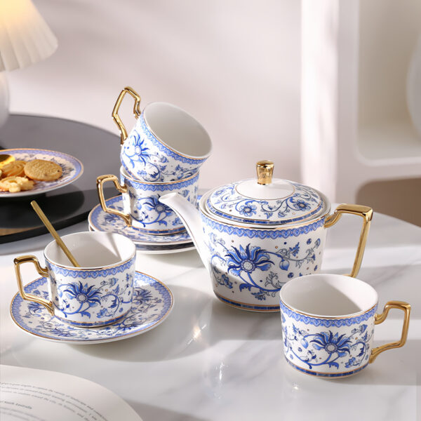 TSB24BB014 F Blue and White Afternoon Tea Set Porcelain Teapot Set