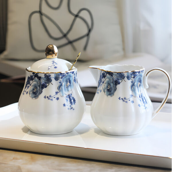 TSB24BB016 3 Rose Porcelain Sugar and Creamer Set