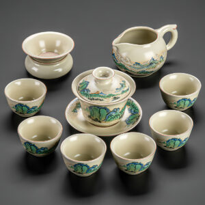 TSB25BB001 V1 Mountain-range Chinese Gongfu Tea Set Porcelain