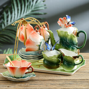 TSB4BB003 vv10 Floral Enamel English Tea Set Porcelain Teapot Set