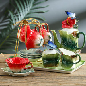 TSB4BB003 vv11 Floral Enamel English Tea Set Porcelain Teapot Set