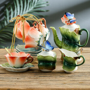 TSB4BB003 vv7 Floral Enamel English Tea Set Porcelain Teapot Set