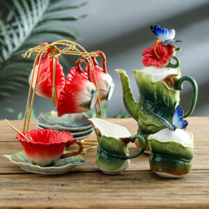 TSB4BB003 vv8 Floral Enamel English Tea Set Porcelain Teapot Set