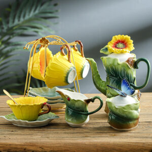 TSB4BB003 vv9 Floral Enamel English Tea Set Porcelain Teapot Set