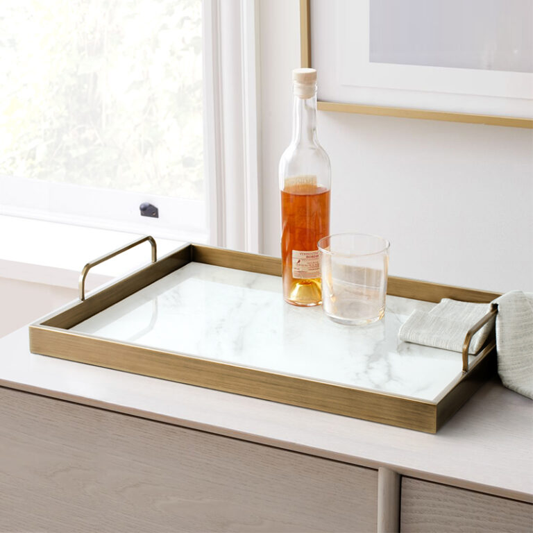 Golden Tea Tray Rectangle Decorative Tray - Teasetbox.com