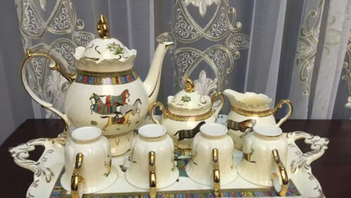 Horse English Tea Set with Tray Porcelain Teapot Set photo review